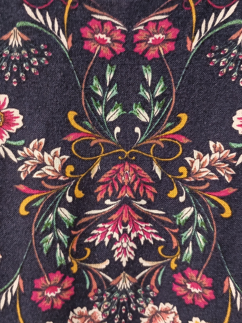St. John's Bay Navy Floral Dress waist tie with Long Sleeves - Picture 6 of 7